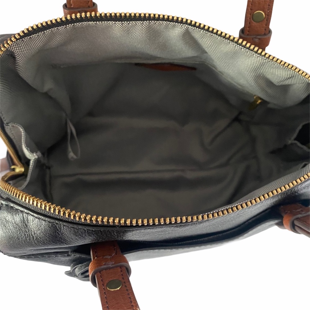 Fossil Black and Brown Leather Crossbody Satchel - Picture 11 of 15